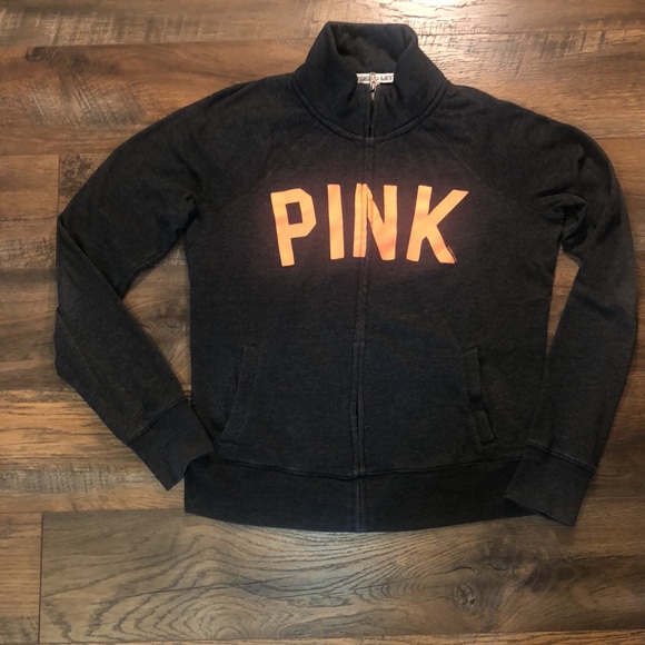 VICTORIA SECRETS SZ. S•P Pink zip up Sweatshirt with neon pink 🧡 - Picture 2 of 9